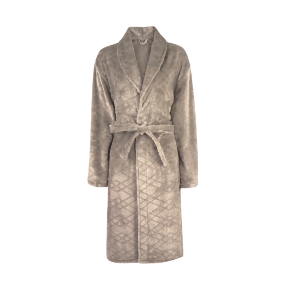 Wayland Square Comfy Ultra Soft Plush Flannel Bath Robe, Light Grey Size OSFM